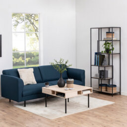 Furniture To Go Seaford Tall Black Metal Bookcase With 5 Oak Shelves - thumbnail 4