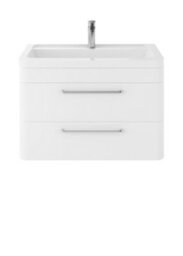 Hudson Reed Solar Wall Hung 2 Drawer Vanity Unit & Ceramic Basin, Pure White Matt, 807 X 540 X 450mm - thumbnail 1