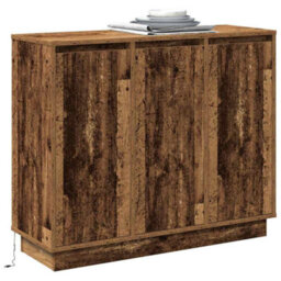 Berkfield Sideboard With Led - Old Wood - 90X32X75 Cm - Engineered Wood - thumbnail 3