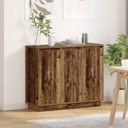 Berkfield Sideboard With Led - Old Wood - 90X32X75 Cm - Engineered Wood - thumbnail 1