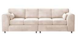 Sleek  4 Seater Full Back Plush Velvet Sofa Cream - thumbnail 3