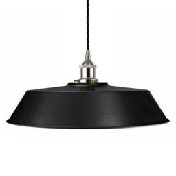 Matt Black Large Chancery Painted Dome Pendant Light With Nickel Lamp Holder And Black Twisted Cable - Se Home - thumbnail 1