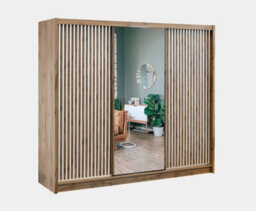 Arte London 250 Oak Wotan & White Wardrobe - Sleek Mirrored Storage, Crafted For Fresh Interiors 250Cm - thumbnail 1