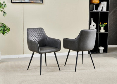 Stratus Interiors Chicago Dining Chair In Dark Grey Pu - Stylish Modern Chair With Cushioned Seat & Backrest For Dining Room Or Kitchen - image 1