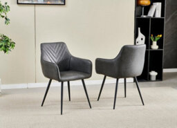 Stratus Interiors Chicago Dining Chair In Dark Grey Pu - Stylish Modern Chair With Cushioned Seat & Backrest For Dining Room Or Kitchen - thumbnail 2