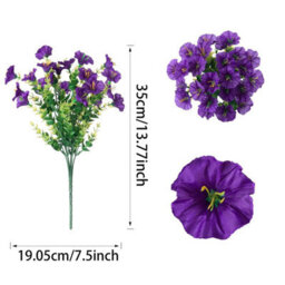 10 Pack Uv Resistant Outdoor Artificial Flowers, Fake Flower Bouquets, Artificial Plants For Outdoor And Indoor Use (Purple) - thumbnail 2