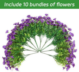 10 Pack Uv Resistant Outdoor Artificial Flowers, Fake Flower Bouquets, Artificial Plants For Outdoor And Indoor Use (Purple) - thumbnail 3