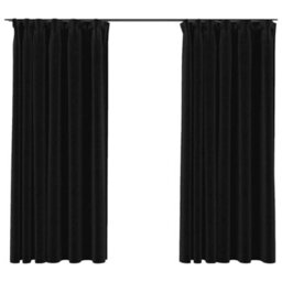 Berkfield Premium Linen-Look Blackout Curtains With Hooks 2 Pcs Anthracite 140X175 Cm