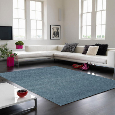 Duck Egg Shaggy Modern Plain Easy To Clean Rug For Bedroom & Living Room -80Cm X 150Cm - image 1