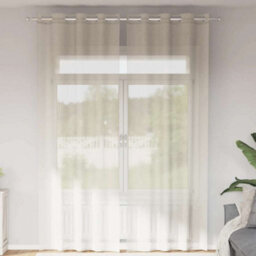 Berkfield Voile Curtains With Grommets 2 Pcs Cream 140X260 Cm - thumbnail 1