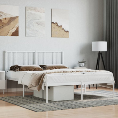 Berkfield Metal Bed Frame With Headboard White 140X200 Cm - image 1