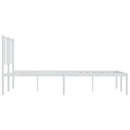 Berkfield Metal Bed Frame With Headboard White 140X200 Cm - thumbnail 7