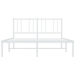 Berkfield Metal Bed Frame With Headboard White 140X200 Cm - thumbnail 6