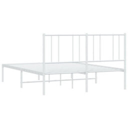 Berkfield Metal Bed Frame With Headboard White 140X200 Cm - thumbnail 8
