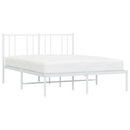Berkfield Metal Bed Frame With Headboard White 140X200 Cm - thumbnail 3