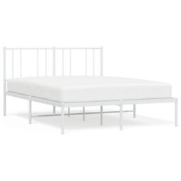 Berkfield Metal Bed Frame With Headboard White 140X200 Cm - thumbnail 2