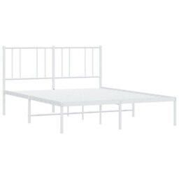 Berkfield Metal Bed Frame With Headboard White 140X200 Cm - thumbnail 5
