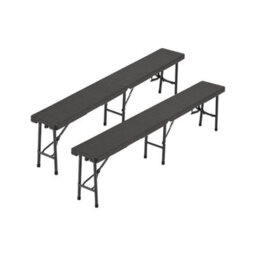 Living And Home Set Of 2 Rattan Plastic Outdoor Folding Bench Black Portable With Carrying Handle 5.9Ft - thumbnail 2