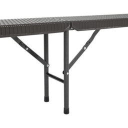 Living And Home Set Of 2 Rattan Plastic Outdoor Folding Bench Black Portable With Carrying Handle 5.9Ft - thumbnail 7
