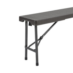 Living And Home Set Of 2 Rattan Plastic Outdoor Folding Bench Black Portable With Carrying Handle 5.9Ft - thumbnail 8