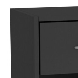 Urbn-Living Urbnliving Height 54Cm 1 Door 1 Drawer Wooden Bedroom Colour Black Bedside Cabinet Shelf Nightstand Side Table Unit - thumbnail 5