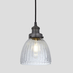 Industville Brooklyn Glass Cone Pendant, 7 Inch, Pewter Holder