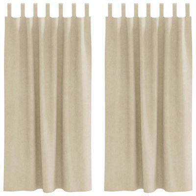 Berkfield Modern Blackout Curtains With Hanging Loops 2 Pcs Cream Velvet
