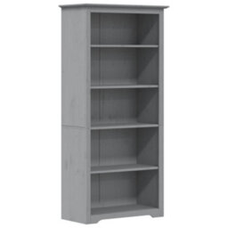 Berkfield Bookcase Bodo Grey 80X38X180 Cm Solid Wood Pine 5-Tier - thumbnail 2