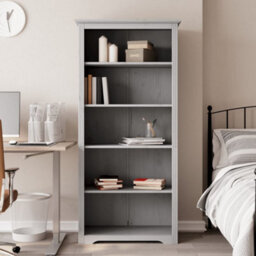 Berkfield Bookcase Bodo Grey 80X38X180 Cm Solid Wood Pine 5-Tier - thumbnail 1