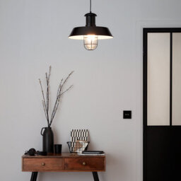 GoodHome Genly Gloss Black Pendant Ceiling Light, (Dia)390mm - thumbnail 1