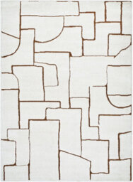 Livabliss Freud-Modern Ivory Brown High Pile Living Dining Bedroom Rug 160 X 213 Cm Easy Care, Non Shedding - thumbnail 1