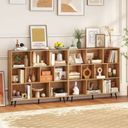 Gainoom 10-Cube Natural Bookcase Mid Century Modern Storage Organizer - thumbnail 9