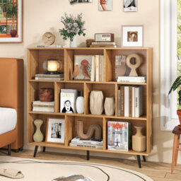 Gainoom 10-Cube Natural Bookcase Mid Century Modern Storage Organizer - thumbnail 3
