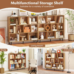 Gainoom 10-Cube Natural Bookcase Mid Century Modern Storage Organizer - thumbnail 6
