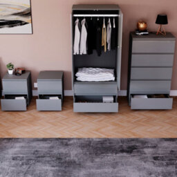 Lassic Vida Designs Glinton 4 Piece Grey Fsc Bedroom Set - (5 Drawer Chest, 2 Door Wardrobe, 2 Drawer Bedside Chest X2) - thumbnail 3