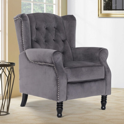 Dark Grey Manual Recliner Wingback Chair - image 1