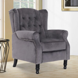 Dark Grey Manual Recliner Wingback Chair - thumbnail 1
