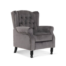 Dark Grey Manual Recliner Wingback Chair - thumbnail 3