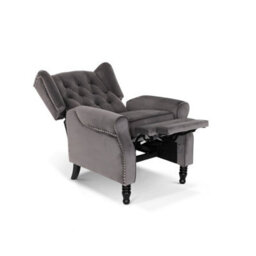 Dark Grey Manual Recliner Wingback Chair - thumbnail 2