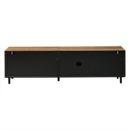 Modern Tv Stand With Drawer And Cabinets, Oak & Black - thumbnail 7
