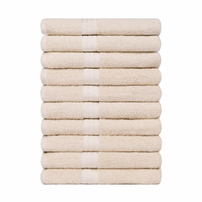 Ohs 10 Pack Of 100% Cotton Bath Towel, 70 X 115Cm - Beige