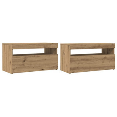 Berkfield Modern Tv Cabinets With Led Lights 2 Pcs Artisan Oak Engineered Wood - image 1