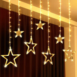 Globrite Christmas Curtain Lights 138 Led 12 Star Warm White - 8 Modes, Usb & Battery Operated Indoor Window Decorations - thumbnail 6