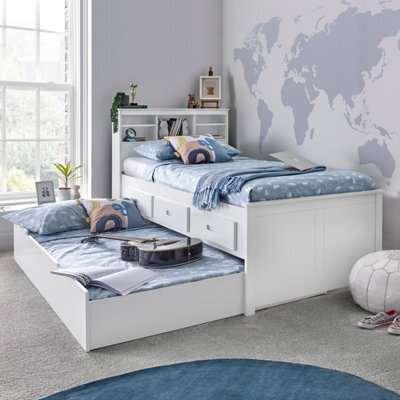 Bedmaster Veera White Guest Bed With Drawers And Trundle