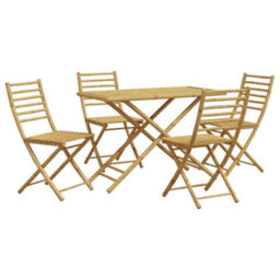 Walplus 5 Piece Garden Outdoor Dining Set Suitable For Backyard, Patio  Bamboo - Cushion Not Included - thumbnail 2