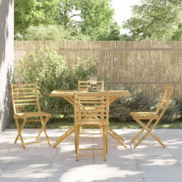 Walplus 5 Piece Garden Outdoor Dining Set Suitable For Backyard, Patio  Bamboo - Cushion Not Included - thumbnail 1