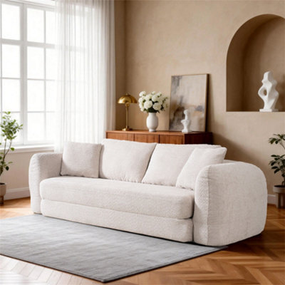 Abrihome Mimo Modern Pull-Out Sofa Bed With Resistant Fabric, Convertible 2-In-1 Design, For Living Room & Small Spaces, Beige, Lambswool - image 1