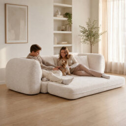 Abrihome Mimo Modern Pull-Out Sofa Bed With Resistant Fabric, Convertible 2-In-1 Design For Living Room & Small Spaces, Beige, Lambswool - thumbnail 8