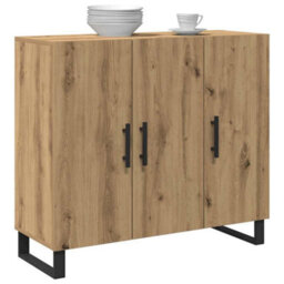 Berkfield Sideboard With 3 Doors Artisan Oak 90X34X80 Cm Engineered Wood - thumbnail 3