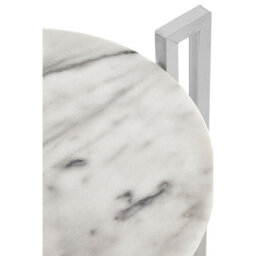 Orsina Elegant White Marble Side Table With Chrome Base, Durable Side Table By Couch, Versatile Small Lounge Table - thumbnail 4